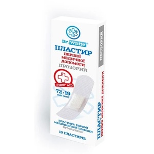 Лейкопластир Dr.White Першої мед.допомоги проз.19х72мм №10