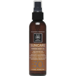 Масло-спрей Apivita SUNCARE для тела для загара SPF30 с подсолнечником и морковью 150мл