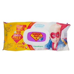 Салфетки влажные Super Baby SuperPack ромашка и алоэ №120