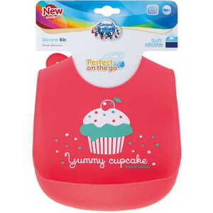 Нагрудник Canpol 74/027 силіконовий з кишенькою Bonjour Paris червоний