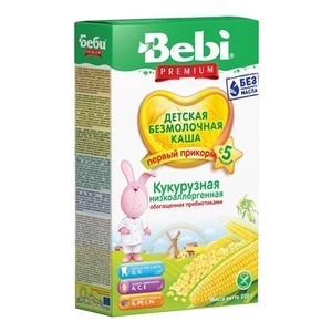 Каша Bebi Премиум безмолочная Кукурузная с преб. с 5 мес 200г
