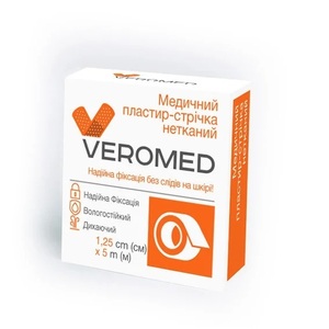 Медичний пластир-стрічка Veromed ткан.1,25см*5м