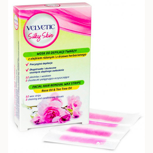 Воскові смужки VELVETIC SILKY SKIN для депіляції обличчя Троянда №12