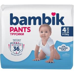 Bambik подгузники-трусики детские 4 (9-15кг) 36шт