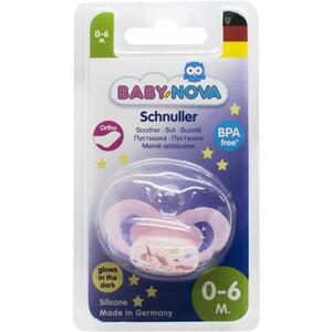 Пустышка Baby-nova 24222-3 сил.ортод.Ночная р.1, розовая 1шт