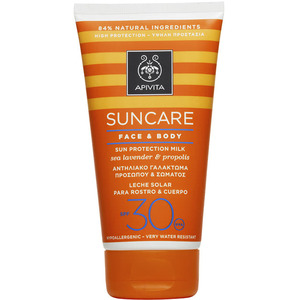 Молочко Apivita SUNCARE для обличчя, тіла сонцезахисне SPF30 з кермеком та прополісом 150мл