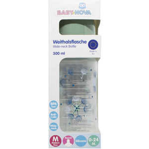 Бутылочка Baby-nova 48002-2 пласт.ПП шир.горл.Декор зеленая 300мл