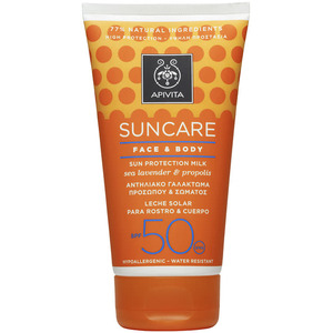 Молочко Apivita SUNCARE для лица, тела солнцезащитное SPF50 с кермеком и прополисом 150мл