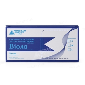 Рукавички оглядові Віола латексні н/стер. припудр. р. L