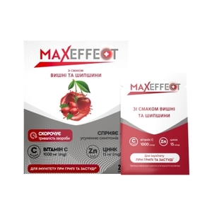 Максефект (MAXEFFECT) з віт.С 1000мг та Цинком вишня та шипшина, порош.саше 4г №20