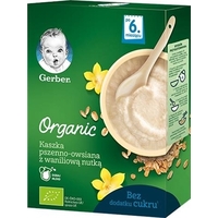 Каша Gerber Organic безмолочная пшенично-овсяная с ванильным вкусом 240г