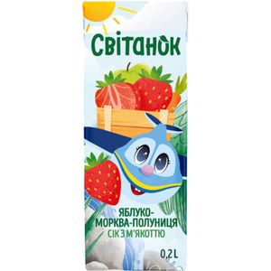 Сок Свитанок Яблоко-морковь-клубника ТП 0,2л